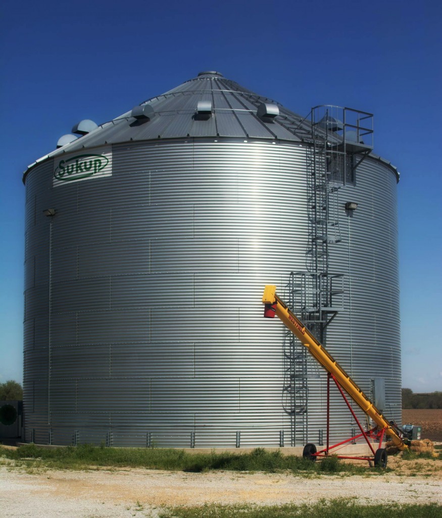 This grain bin holds 55,000 bushels of corn