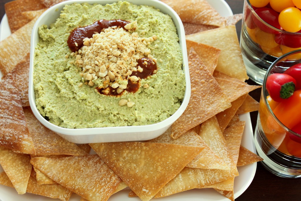 Wonton Chips with Asian inspired Hummus from Stirlist.com