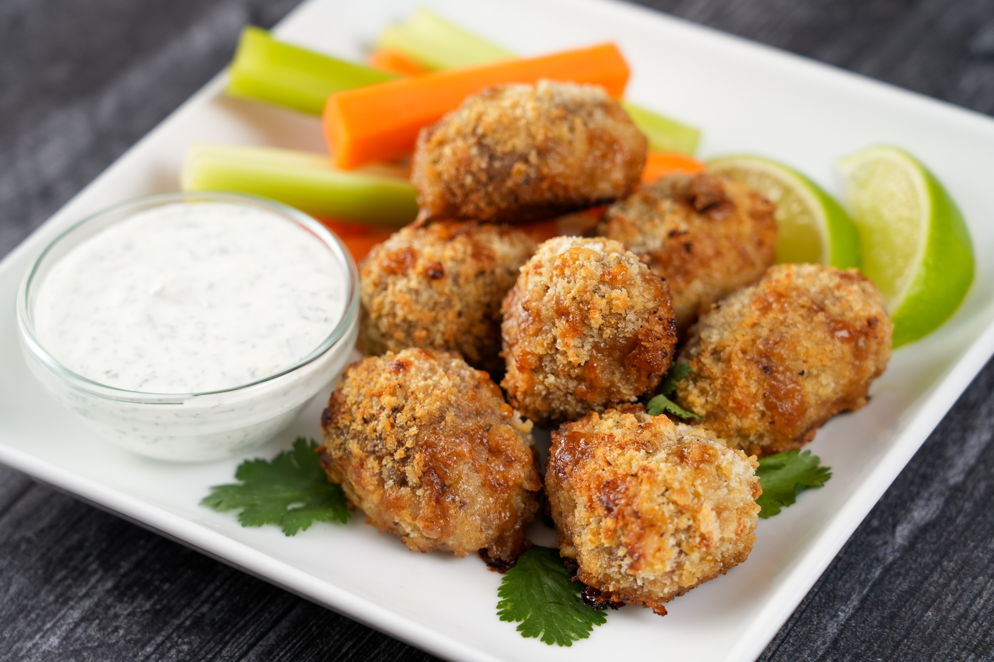Spicy Beef Poppers with Honey Cilantro Dipping Sauce