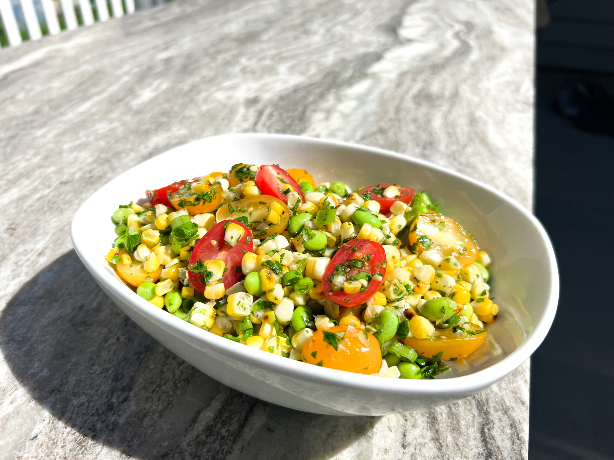 Summer Succotash with Edamame and Grilled Corn